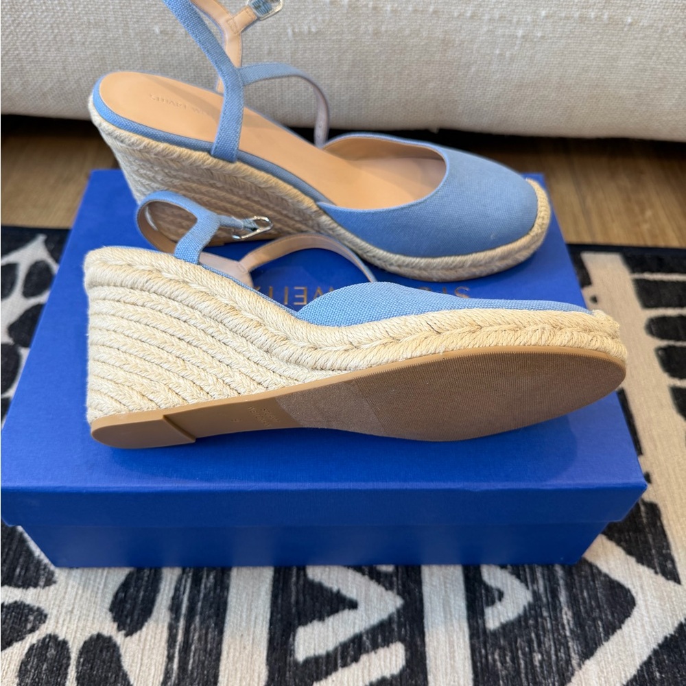 Stuart Weitzman Light Blue Espadrille Wedges - Picture 4 of 8